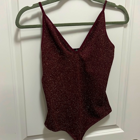 Gold Sparkle Maroon Bodysuit - Picture 1 of 3